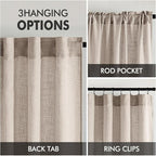 MIULEE Natural Linen Curtains 52x63 Inch Length - Image 3
