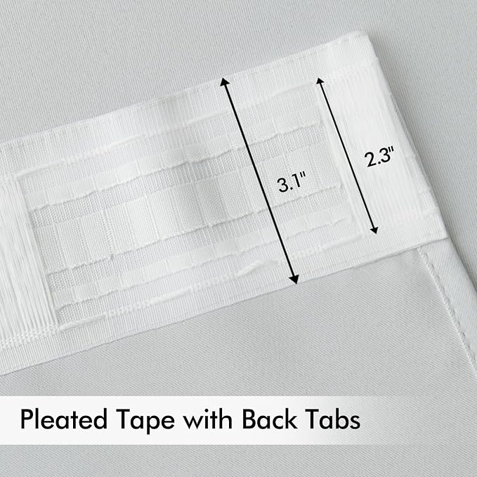 MIULEE Greyish White Back Tab Blackout Curtains 52x102 Inch Long 2 Panels | Rod - Image 4