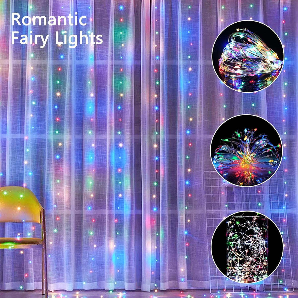 3 Pack Fairy Lights Battery Operated with Remote Control Timer, 26 FT 80 LED String Lights Outdoor Indoor, 8 Mode Twinkle Lights for Christmas Party Wedding Birthday Bedroom Decoration (Multicolor)