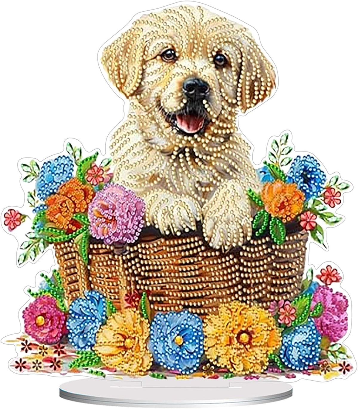 Diamond Painting Kits for Adults Beginners, 5D Full Drill Dog Crystal Art Desktop Ornament, DIY Single Sided Home Office Desk Decor, Creative Craft Gift Set with Tools