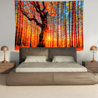 Delur Sunset Forest Tapestry Tree of Life Tropical Rainforest Landscape Tapestry Wall Hanging Scenic Nature Woodland Natural Sunrise Headboard for Bedroom Living Room Home Decor (59.1" x 78.7")