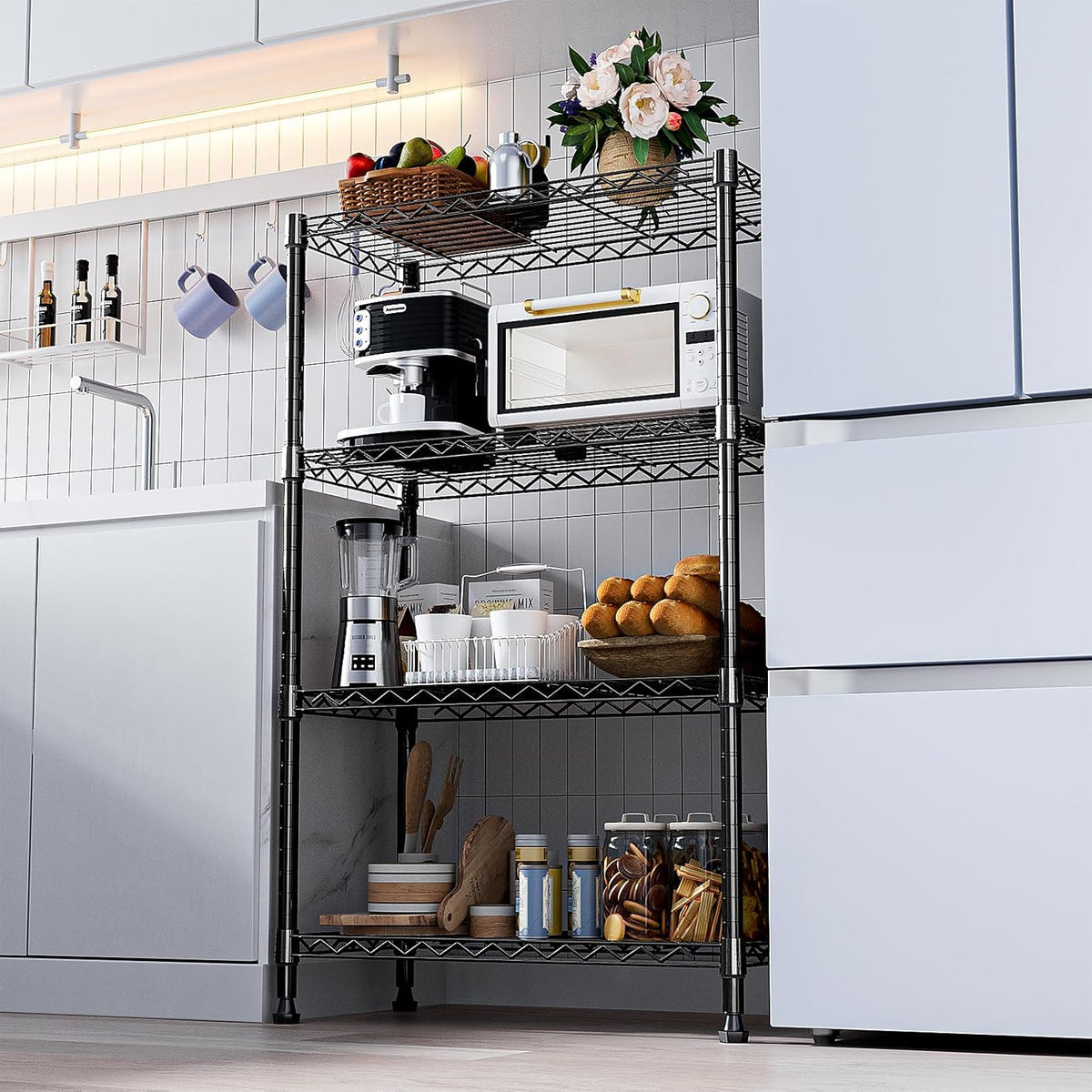 1000 lbs Storage Shelving Steel Heavy Duty 4-Tier Utility Shelving Unit Steel Organizer Wire Rack for Home,Kitchen,Office (13.7" D x 29.5" W x 47.2" H)