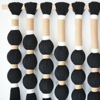 Macrame Wall Hanging Boho Wall Decor Black Fiber Yarn Wall Art Handmade Cotton Spherical Knot for Living Room Bedroom Nursery Office Home Decor27" W x 33" L