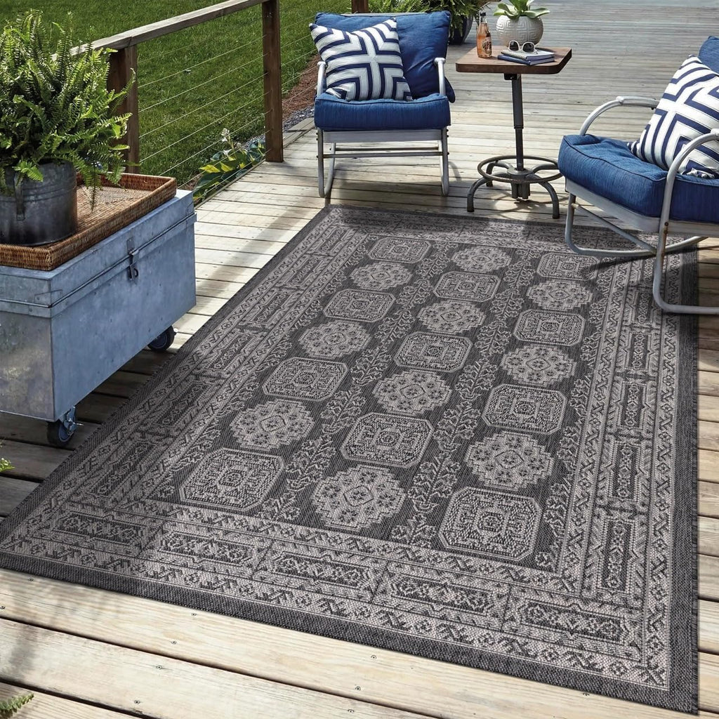 Keen Home Design Terrace Outdoor Area Rug - 4x6 Washable Indoor/Outdoor Rug for Patio, Kitchen, Balcony, Beach, Garden, Deck and Porch, Size: 3'10"x5'7"