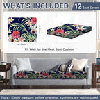 CALBODE 12 Pcs Stretch Outdoor Seat Cushion Covers, Tropical Floral, - Image 2