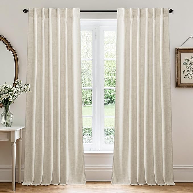 RYB HOME Light Filtering Linen Sheer Curtains 72 inch Long by RYBHOME