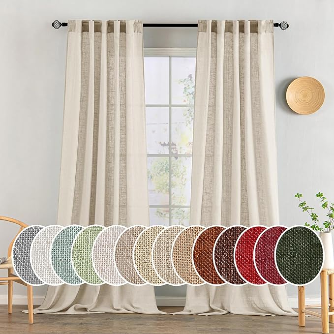 MIULEE Beige Linen Curtains 52x108 Inches 2 Panels by MIULEE