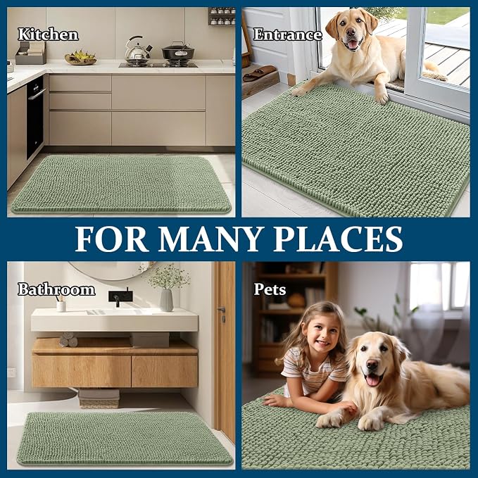 OLANLY Dog Door Mat for Muddy Paws 40x24, Super Absorbent Chenille Mud Mat | - Image 8