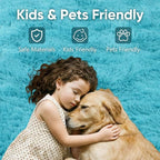 Noahas 4'x5'3'' Blue Fluffy Soft Area Rug Non-Slip - Image 7