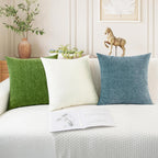 CaliTime Throw Pillow Covers Decorative 20 X 20 Inches Pack of 2 Cozy Chenille Cushion Cases for Couch Sofa Bed Living Room Home Smoke Blue