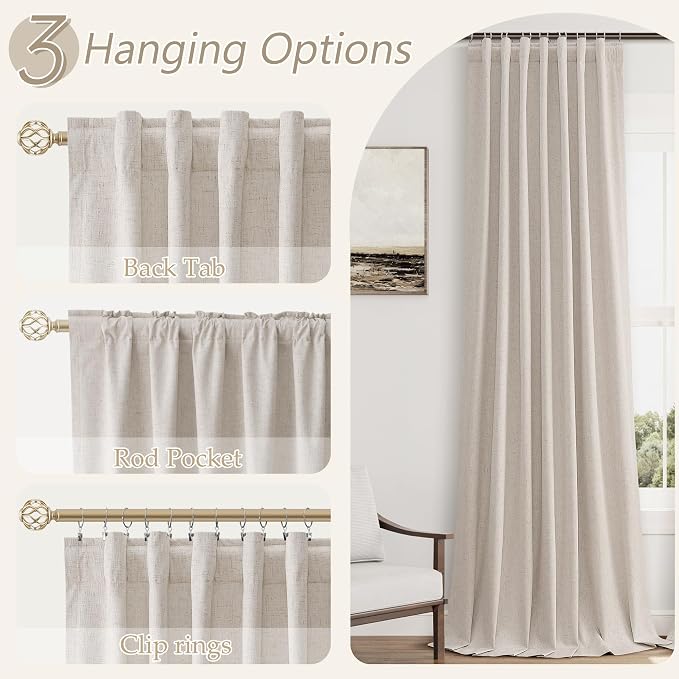 100% Blackout Curtains 102 Inch Length 2 Panels Set - Image 6
