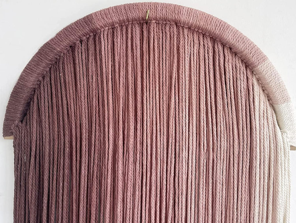Macrame Boho Wall Decor - Pink Yarn Wall Hanging, 20" Circle Hoop