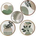 Qunclay 5 Pcs Wall Art Decor Wooden Living Room Wall Decor Bohemian Hanging Farmhouse Geometric 10'' and 8'' Aesthetic Wood Minimalist Posters for Bedroom(Greenery)