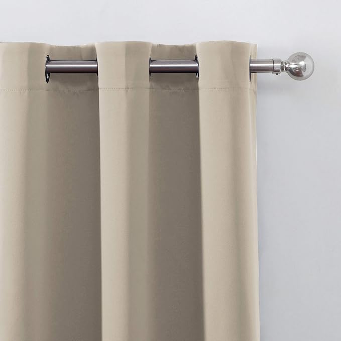 Blackout Curtains 52 x 45 inch/Beige Curtains Set of 2 Panels/Thermal Insulated - Image 7