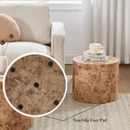 Round Coffee Tables Side Table Set of 2, Wood Nesting End Table for Living Room Balcony Office, Walnut Wooden Color, Natural Burl Color, No Assembling