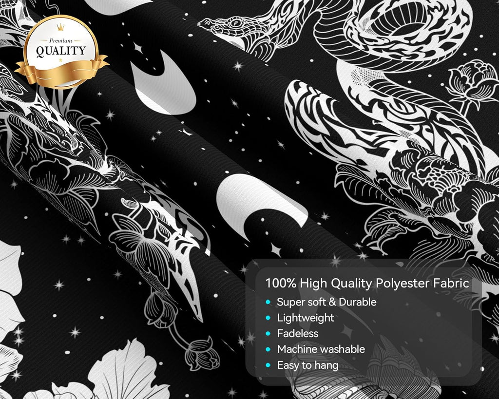 dueeia Moon Phase Witchy Tapestry Wall Hanging Snake Witch Occult Black and White Dark Tapestries for Bedroom Aesthetic Living Room Wall Decor (90.6"x70.9")