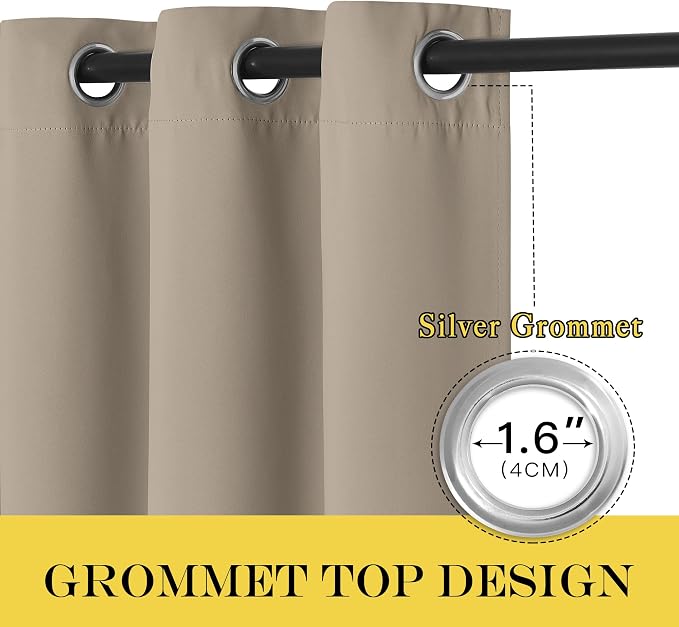 NICETOWN Taupe Blackout Curtains 84 inch Length, Grommet Top Room Darkening - Image 5