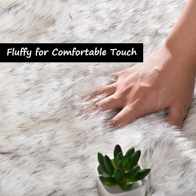 Goolela Round Sheepskin Rug 5ft Fluffy Circle Fuzzy Faux Fur Rug - Image 3