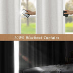 84 Inch 100% Blackout Linen Curtains 2 Panels - Image 4