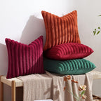 decorUhome Fall Faux Fur Throw Pillow Covers 22x22 Set of 2 Red | Decorative - Image 5