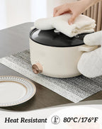 Leetaltree Black with White Woven Placemats Set of 6 - Heat Resistant Non-Slip Place mats for Dining Table, Washable Durable PVC Vinyl Woven Table Mats(Black with White, 6)
