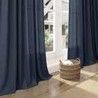 Vintage Blue Linen Curtains 108 Inches Long - Image 6