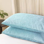 CaliTime Throw Pillow Covers Decorative 20 X 26 Inches Pack of 2 Cozy Chenille Standard Pillow Shams Cases for Couch Sofa Bed Living Room Home Light Blue Grey