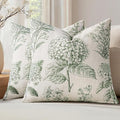 Set of 2 Decorative Floral Pillow Covers 18x18 Inch Dark Green | Neutral by SWANCOCO