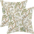 CXMEIFLY Chinoiserie Spring Pillow Covers 16 x 16 Inch Set of 2 for Sage Green Blue Vintage Flowers Bird Decor Throw Pillows Plant Farmhouse Outdoor Decorative Cushion Cases for Couch Bed Decorations