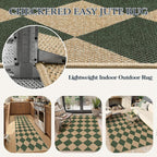Lahome Checkered Easy Jute Living Room Rug, 8x10 Outdoor Rugs Washable | - Image 7