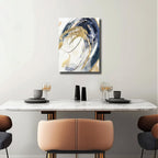 Belmrxne Abstract Art Blue and Gold Wall Art Modern Artwork Hanging Canvas Painting for Living Room Bedroom Dining Room Office Home Decor 12x16 inch
