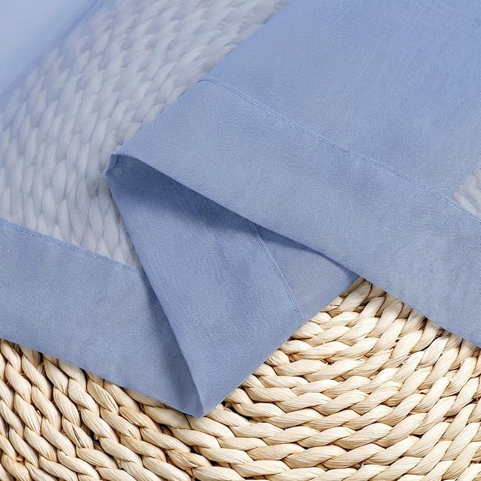 Chyhomenyc Denim Blue Sheer Curtains 84 Inches Long, 2 Panels | Light Filtering - Image 9