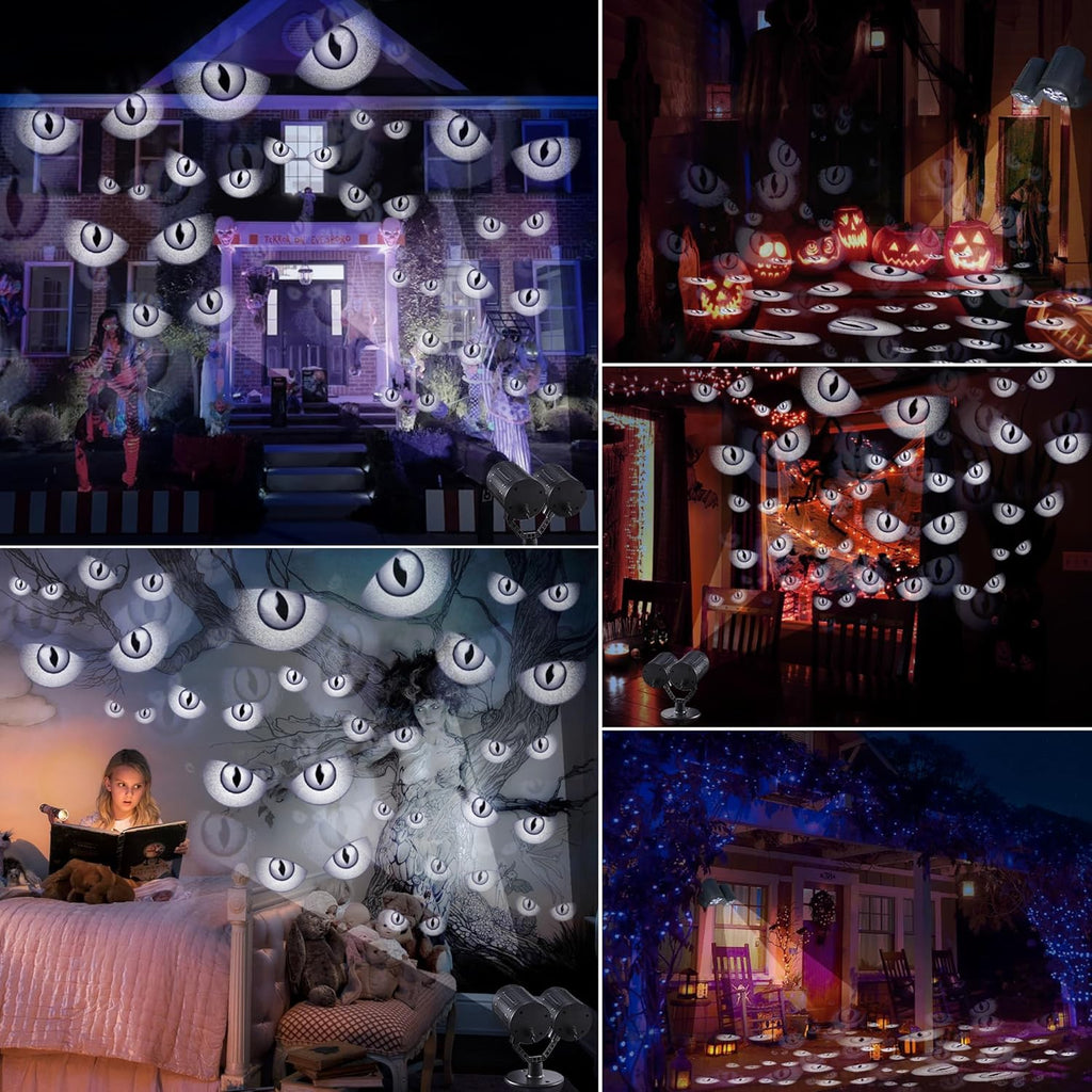 Halloween Lights Projector, Halloween Decorations Lighting Projector, with Timer Led Grey Evil Devil Eyes Light, for Holiday Party Garden Patio Yard Outdoor Indoor Landscape Decor
