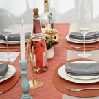 AHHFSMEI Placemats Set of 6 for Dining Table Washable Woven Vinyl Non-Slip 18x12 inches Placemat Heat-Resistant Durable Table Mats for Dining Table Easy to Clean (Burnt Orange 6)