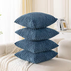 Set of 4 Blue Decorative Throw Pillow Covers 16x16 Inch Corduroy Pillow Covers - Image 7