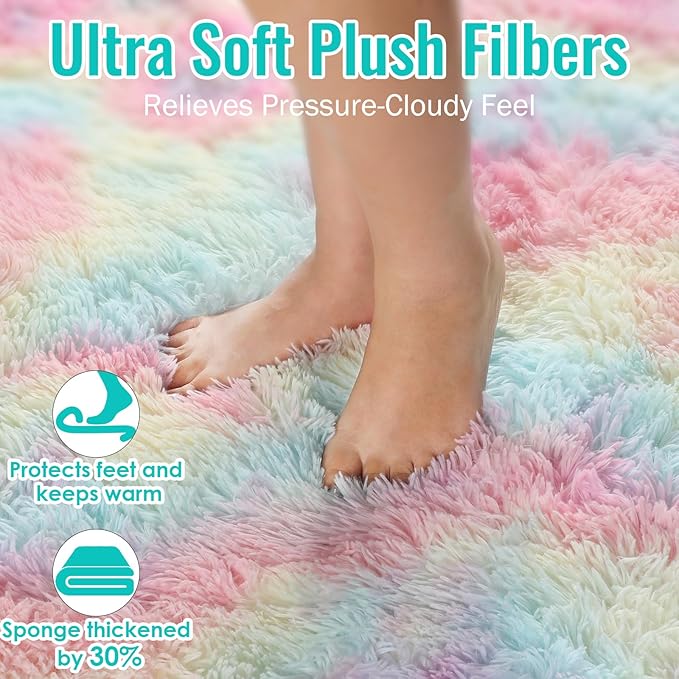 9x12 Rainbow Large Area Rug, Plush Rugs - Image 5