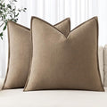 MIULEE Decorative Linen Euro Sham Pillow Covers 22x22 Inch Khaki | Boho by MIULEE