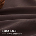 Coffee Linen Curtains for Living Room Back Tab Rod Pocket Semi Sheer Curtain 63 - Image 5