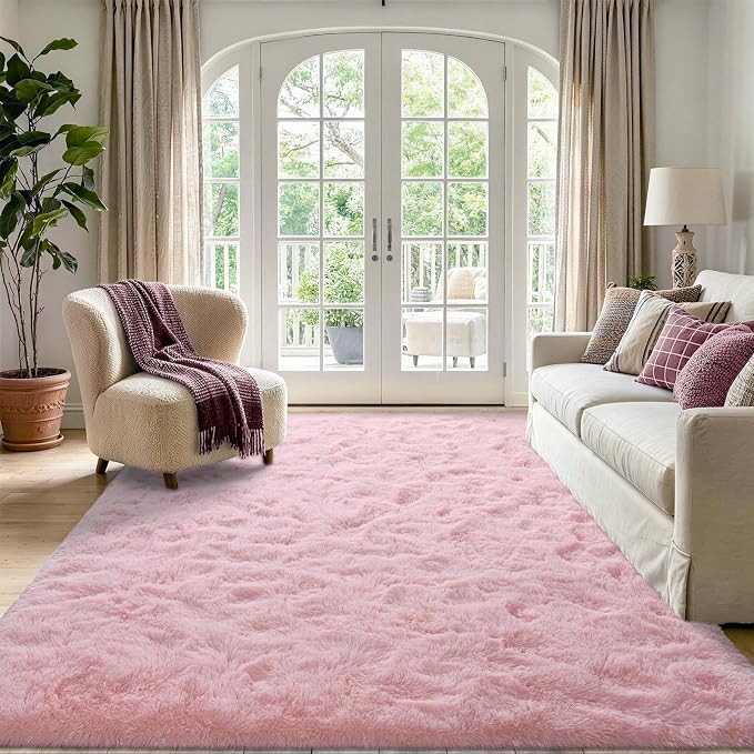6x9 Large Pink Fluffy Soft Area Rug Non-Slip - Image 2