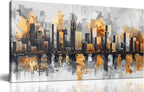 Ouzzlie Gold Artwork Vintage Wall Art City Poster Pictures for Wall Black Art for Home Kitchen 20"x 40"