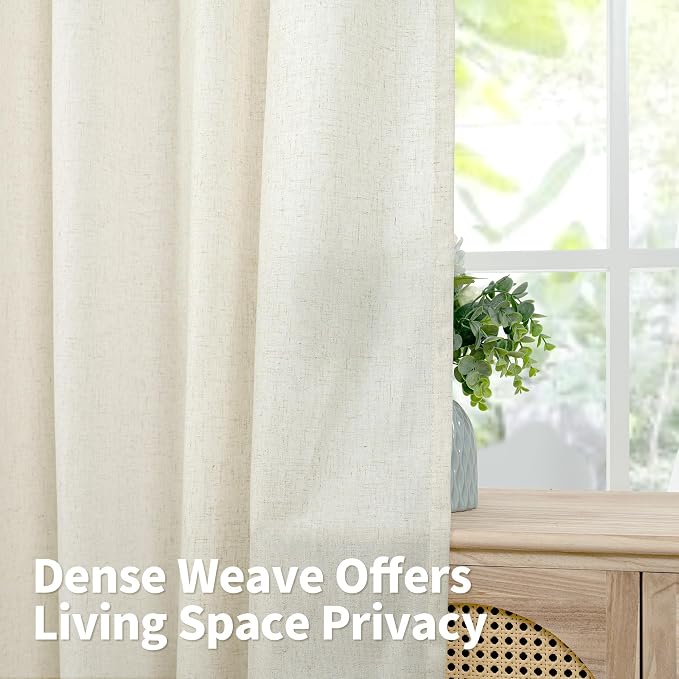 YoungsTex Natural Linen Curtains 72 Inch Length 2 Panels - Image 3