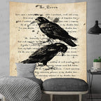 The Raven Tapestry Gothic Rustic Home Wall Tapestry, Large 90x100 Inches Soft Flannelette, Upgrading Dictionary Art Wall Hanging for Home Dorm GTQQAY1542