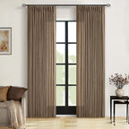 Brown Pinch Pleated Light Filter Linen Curtains 84 Inches Long | Farmhouse by Twodrapes