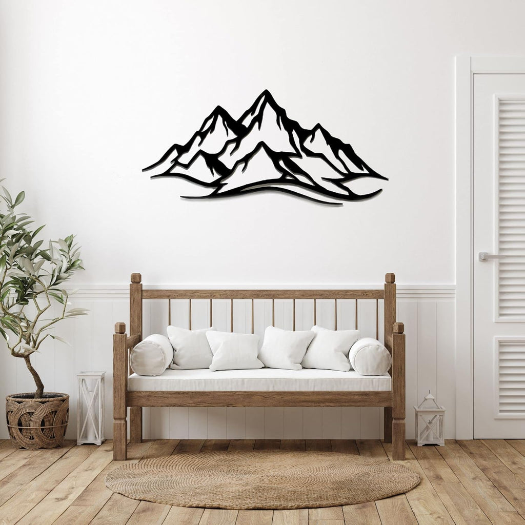 METALPLEX Mountain Range Metal Wall Art - Fade-Resistant and Rust-Free Indoor & Outdoor Aluminum Composite Wall Decor - Home Decor Wall Art For Living Room and Bedroom Decorations - Black (30" x 14")