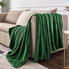 BEDELITE Ribbed Jacquard Dark Green King Size Blankets - Image 9