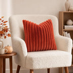 decorUhome Fall Faux Fur Throw Pillow Covers 12x20 Set of 2 Rust | Decorative - Image 4