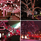 75.8 FT 200 LED Red and White Christmas Lights Outdoor Indoor, Timer & Memory Function & 8 Modes, Extendable Green Wire, Waterproof Fairy Twinkle Lights for Xmas Tree Holiday Party Garden Yard Decor