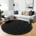 Black Round Area Rugs 5ft, Soft Bedroom Circle Rug Floor Mats - Image 5
