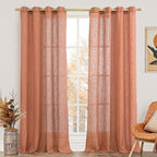 Light Filtering Sheer Linen Curtains 102 inches Long, Linen Textured Semi Sheer by LAMIT