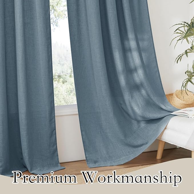 RYB HOME Sheer Curtains 102 inches, Extra Long Floor to Ceiling Curtains | Half - Image 5